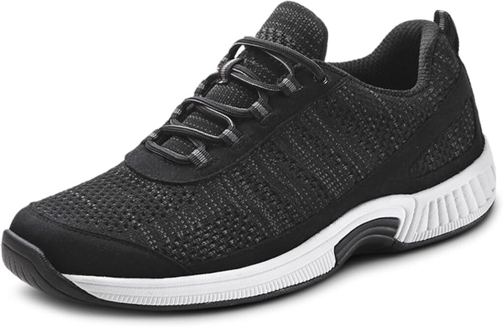 Orthofeet Edgewater extra-depth shoe with a wide anatomical toe box and a removable orthotic insole.
