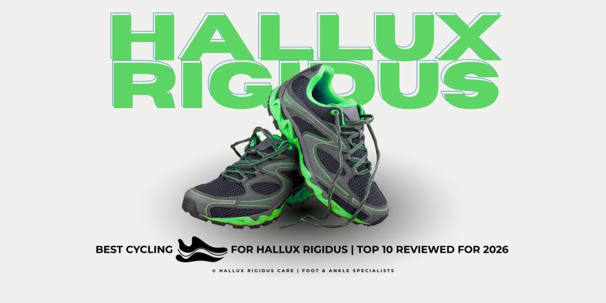 A professional comparison of the best cycling shoes for Hallux Rigidus in 2026, featuring Lake CX242, Shimano RC703, and Bont Vaypor S models.